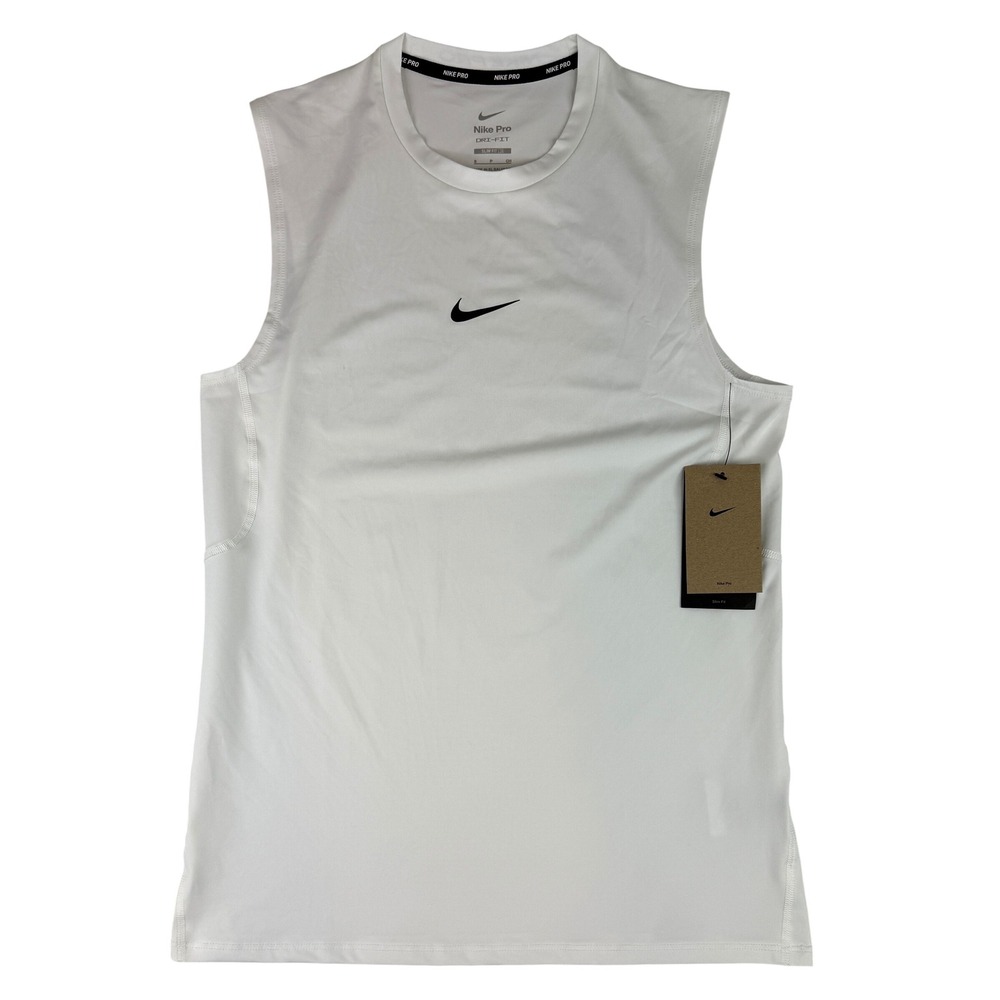 Nike Pro Dri-FIT Tank Mens Small White Sleeveless Training Top FB7924-100